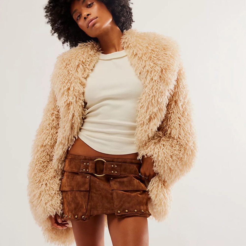 Free People Tan mini skort
